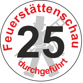 Jahreszahl - Etiketten "2025" "Feuerstättenschau durchgeführt"