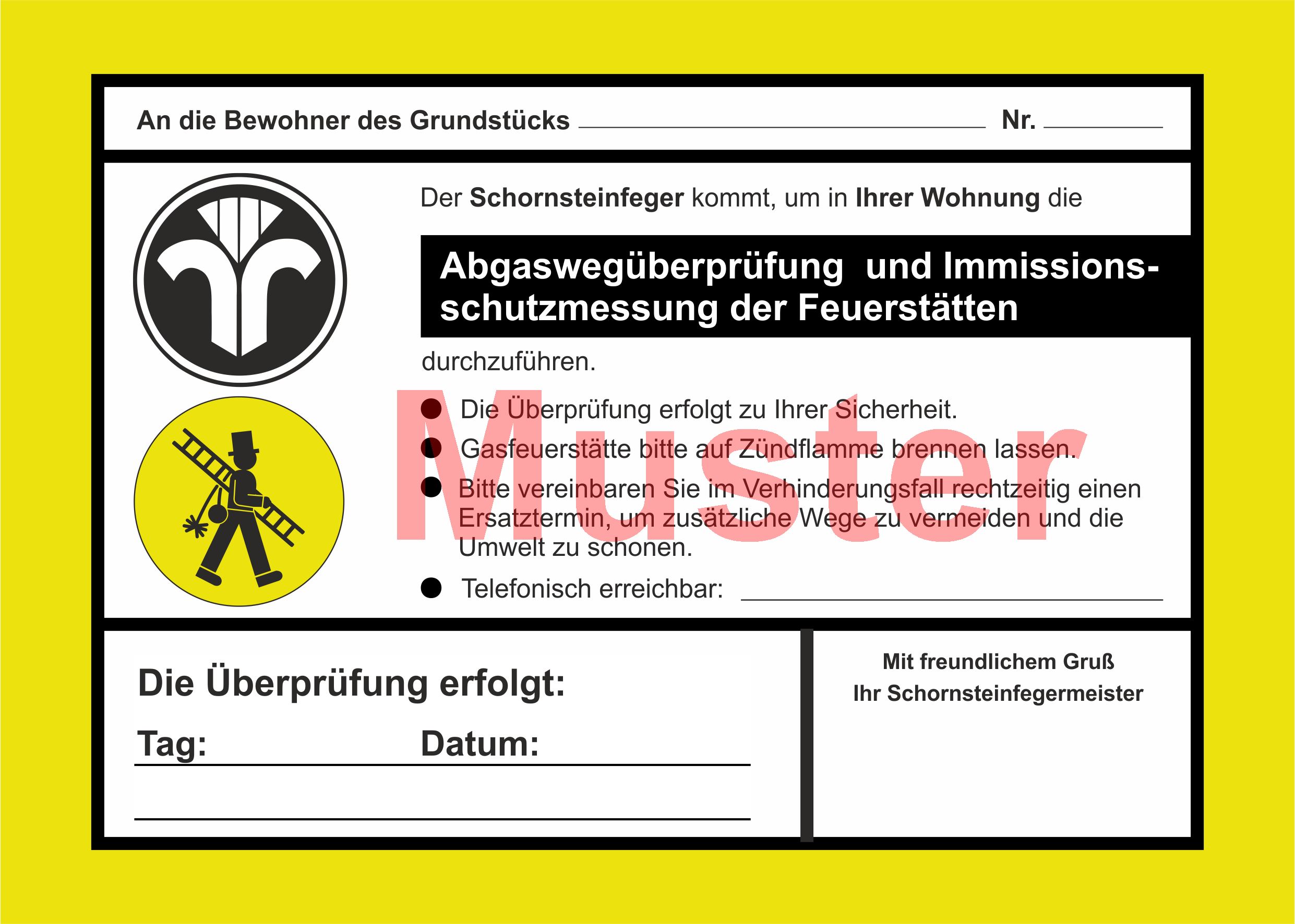 AZ 2-farbig "Abgaswegüberprüfung und ..." - DIN A5, ohne Firmeneindruck