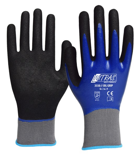 Feinstrick/Nitril Handschuhe Oil-Grip ölfest Pack 12 Paar Größe 8