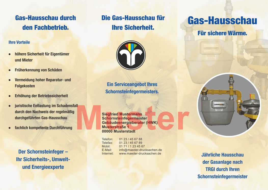 KD Falz-Flyer Gashausschau mit Dienstleistungsmarke, mit Firmeneindruck